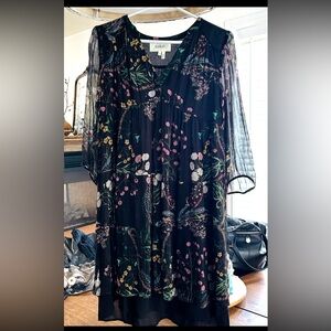 ba&sh Black Dress with Floral Design